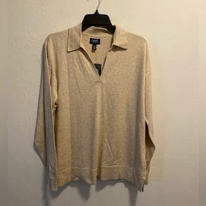 Chaps Beige Collared Long Sleeve Shirt Size Large